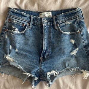Abercrombie & Fitch Blue Distressed Denim Shorts